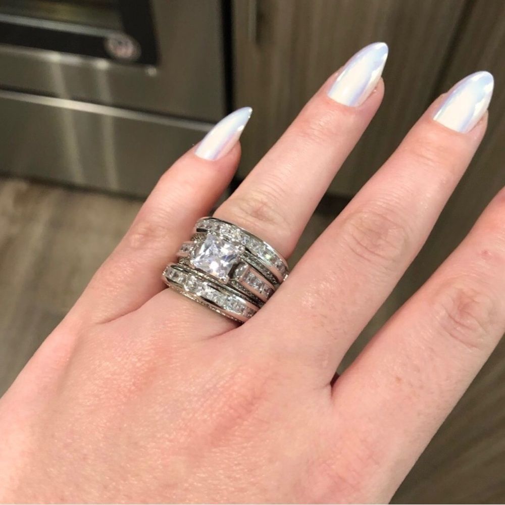 BRIDAL WEDDING ENGAGEMENT 3P RING SET
